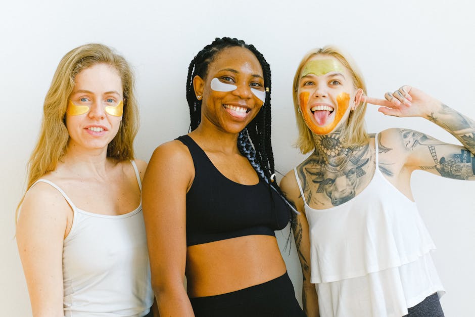 Excited young women smiling and looking at camera